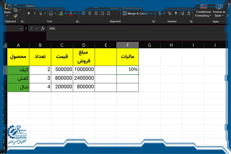 آدرسدهی مطلق در اکسل